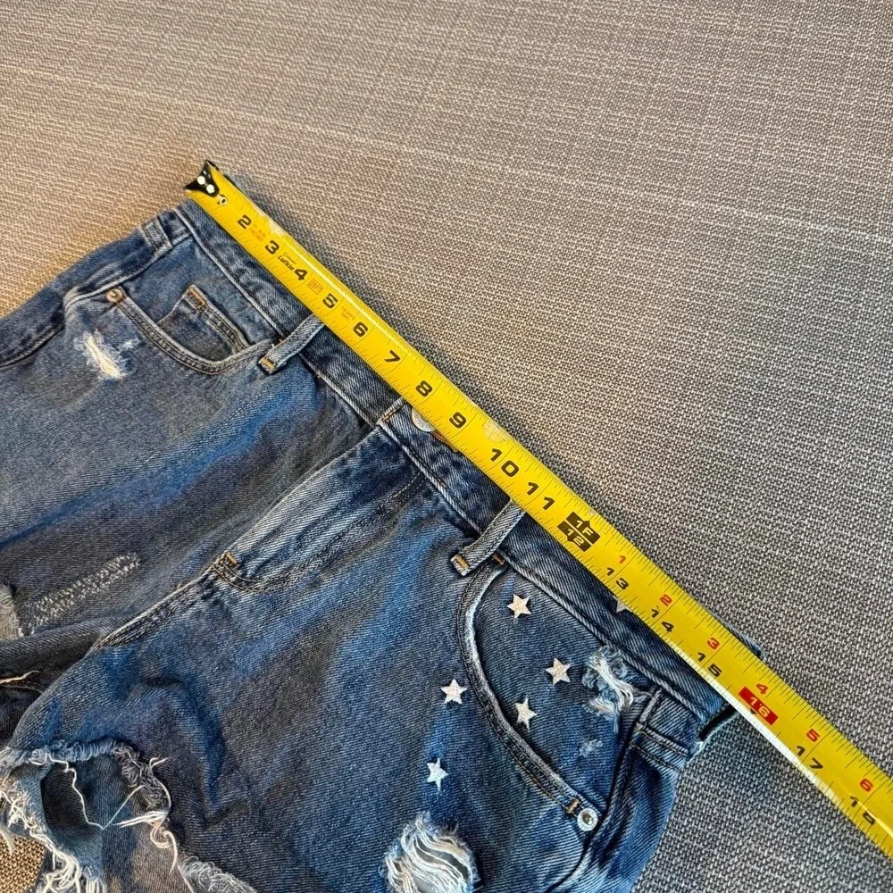 Old Navy Boyfriend blue denim shorts with star embroidery